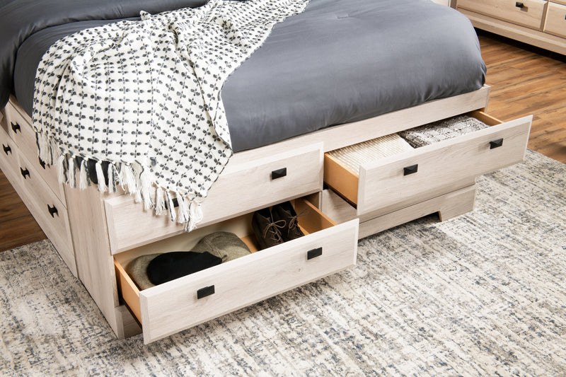 Yorkdale 12-Drawer Platform Bed with Headboard & Storage Frame, Made in Canada, White - Full Size