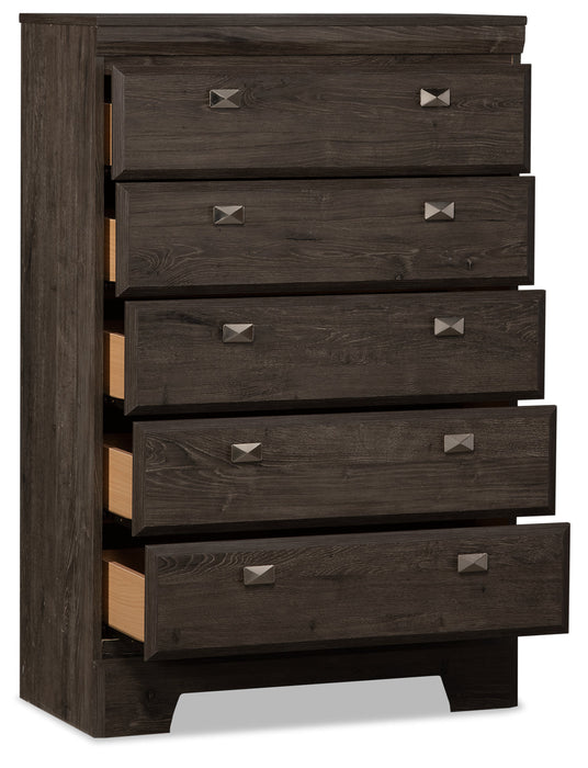 Yorkdale Bedroom Chest of Drawers, 5-Drawer, 31.1\"W x 47.4\"H, Made in Canada - Grey
