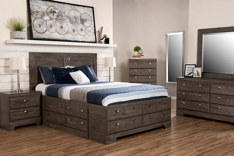 Yorkdale Panel Headboard, Made in Canada, Grey- Queen Size