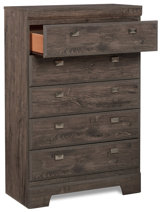 Yorkdale Bedroom Chest of Drawers, 5-Drawer, 31.1\"W x 47.4\"H, Made in Canada - Grey