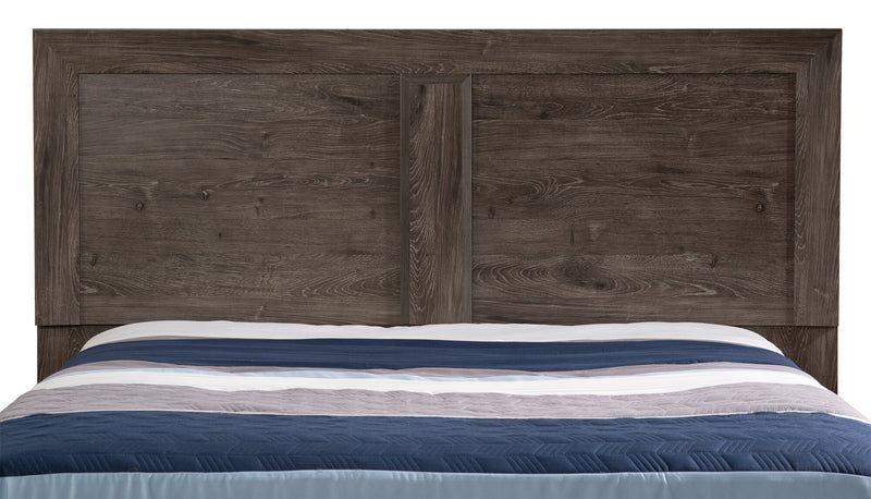 Yorkdale Panel Bed with Headboard & Frame, Made in Canada, Grey - Queen Size