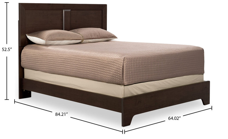 Yorkdale Panel Bed with Headboard & Frame, Made in Canada, Grey - Queen Size