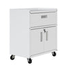 Manhattan Comfort Fortress Textured Metal 31.5\" Garage Mobile Cabinet with Drawer & 2 Adjustable Shelves - White
