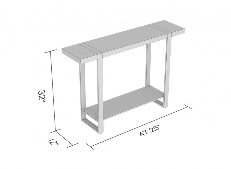 47” Console Table With 1 Shelf - Reclaimed Wood Look With Black Metal