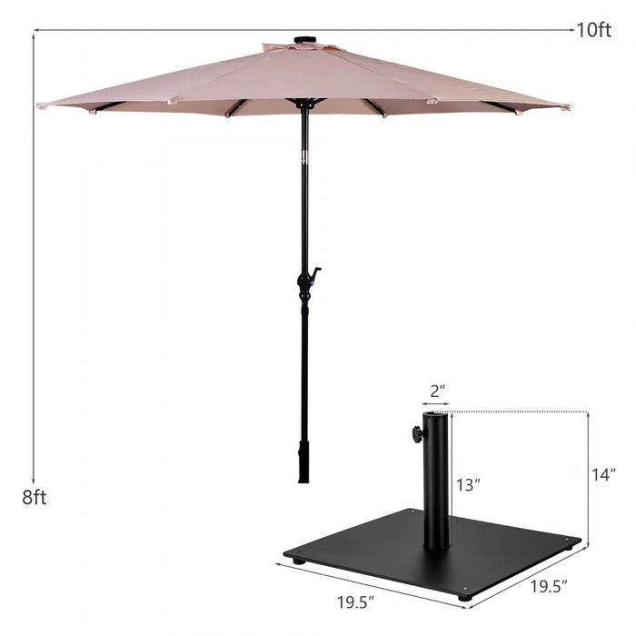 Costway 10ft Solar Lights Patio Umbrella Outdoor W/ 36 LBS Steel Umbrella Stand