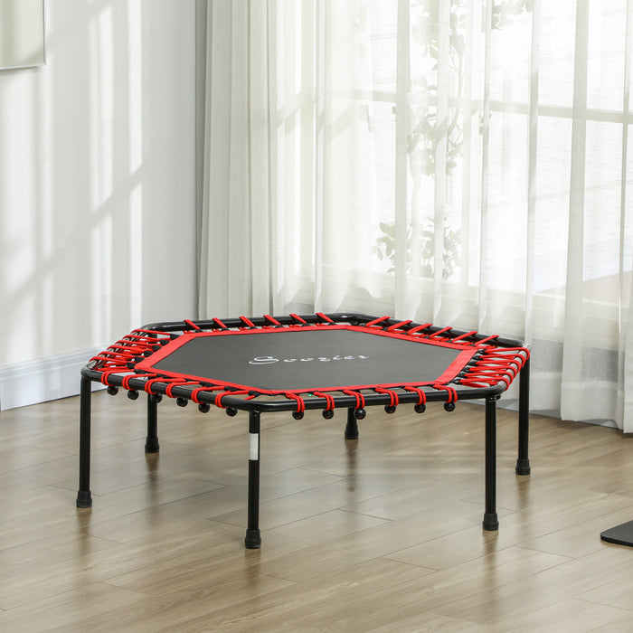 Soozier 45\" Rebounder Trampoline for Adult, Quiet and Safe Bungee Rebounder Mini Trampoline Indoor with Remote Control and Colorful LED Lights, Red