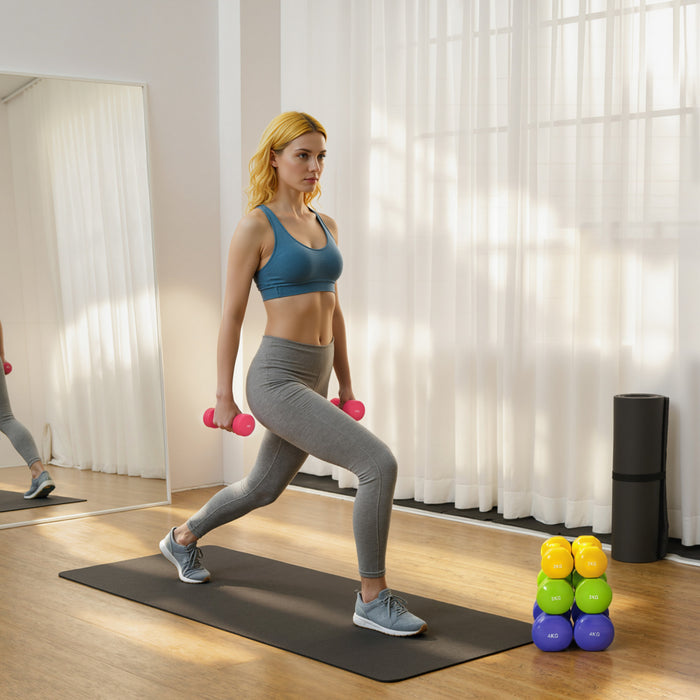 Soozier 44lbs Hex Dumbbell Set, Hand Weights for Home Gym, Multi-Colour