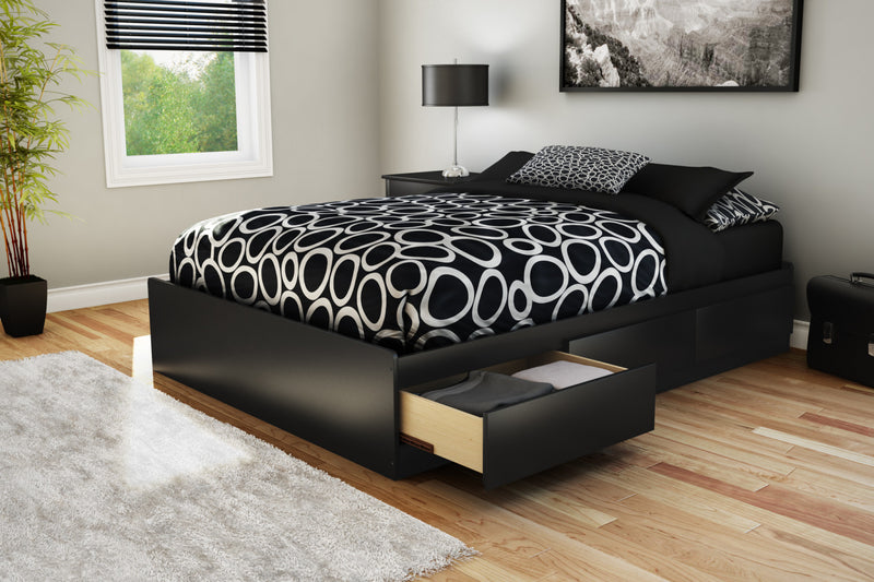 Step One Mates Bed With 3 Drawers - Pure Black 