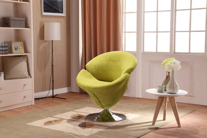 Tulip Modern Velvet Swivel Lounge Chair in Green - Set of 2