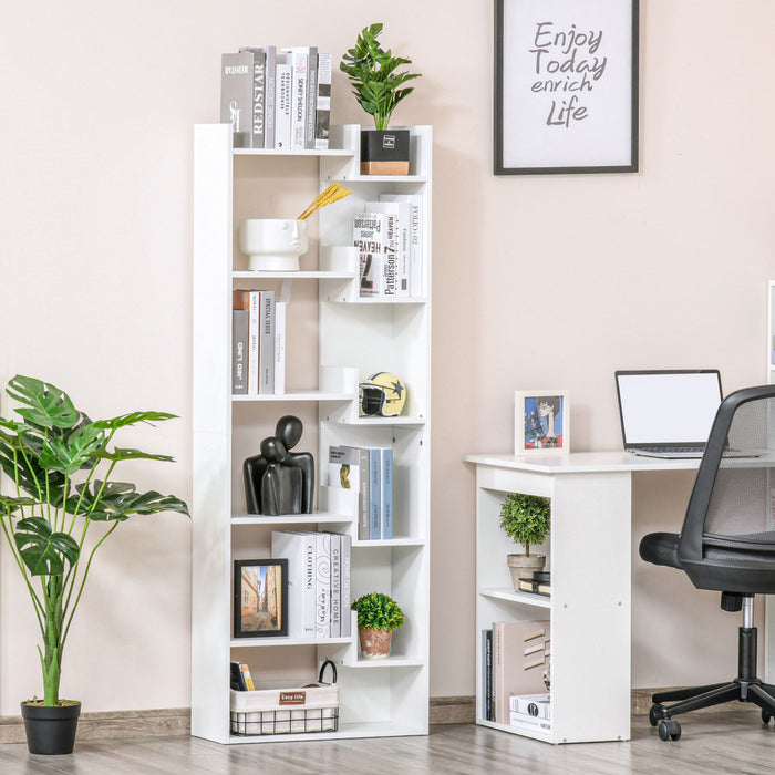 HOMCOM 6-Shelf Closed Back Wood Bookshelf Storage Shelves Decor Display
