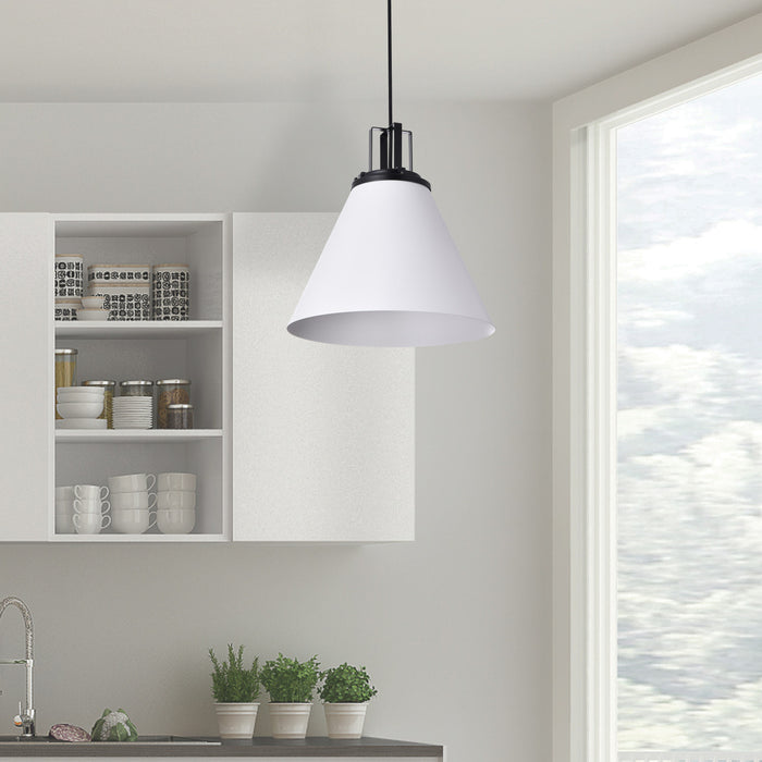 Dainolite Sonus 1 Light Pendant Matte White Matte Black Accent Lamp