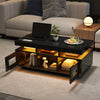 Lumina 39.3 Inch High-Gloss Coffee Table with LED Lights, USB Port and Transparent Doors, Black | Lumina Table Basse Haute Brillance 39.3 po avec Lumieres LED, Port USB et Portes Transparentes, Noir