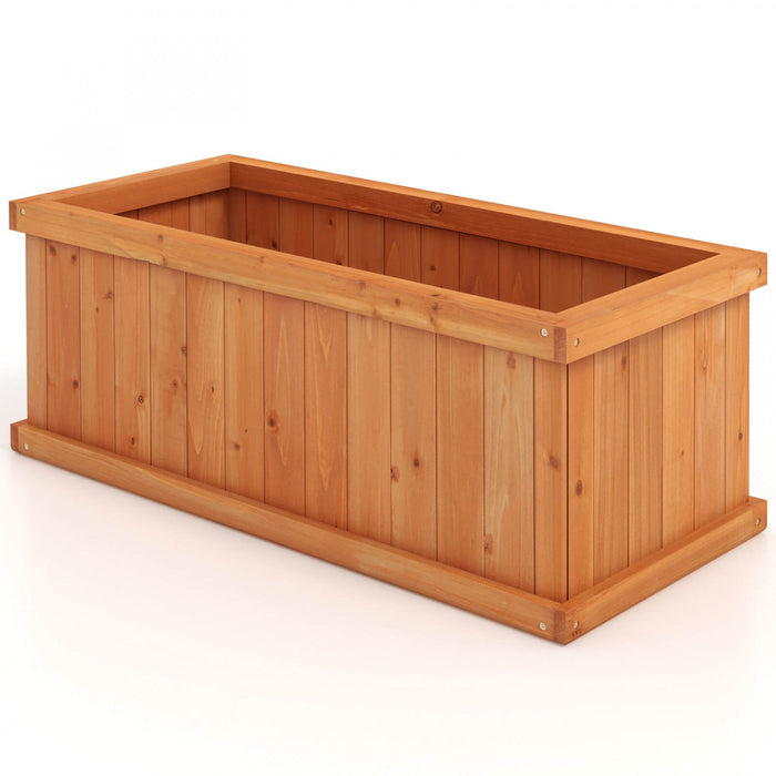 Costway Raised Garden Bed Fir Wood Rectangle Planter Box With Drainage Holes Orange
