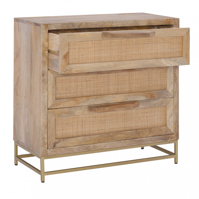 Janie 3-Drawer Rattan Accent Cabinet - Natural