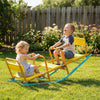 Qaba Teeter Totter, 2 in 1 Metal Rocking Seesaw with Back & Easy-Grip Handles for Aged 3-8, 2 Seater Playground Equipment for Backyard Indoor Outdoor, Yellow