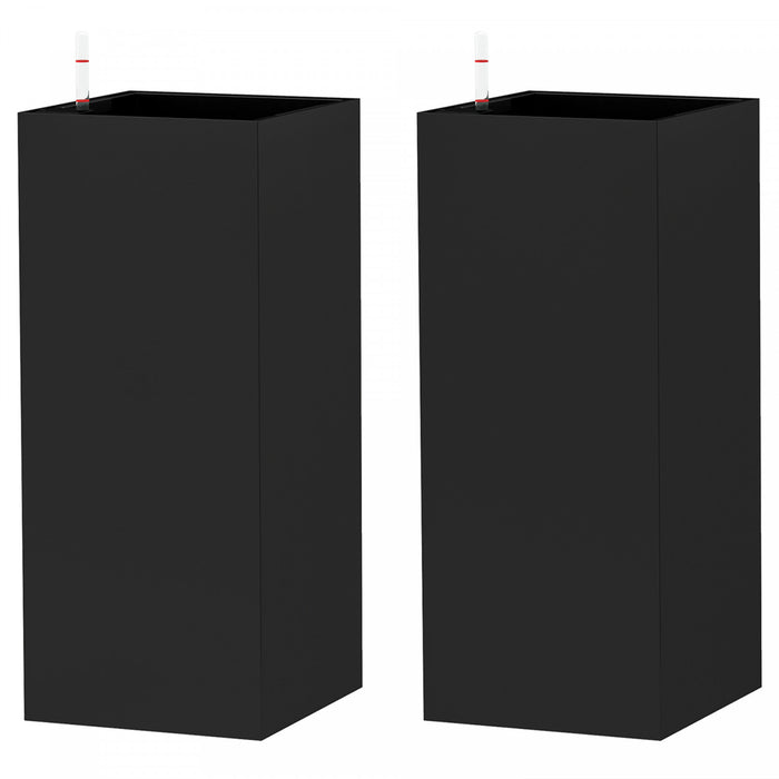 Outsunny 2 Pack Plastic Planter, 11 Inch Outdoor Planters, Black