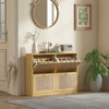 HOMCOM Narrow Shoe Cabinet with 4 Flip Drawers for Entryway Hallway Oak
