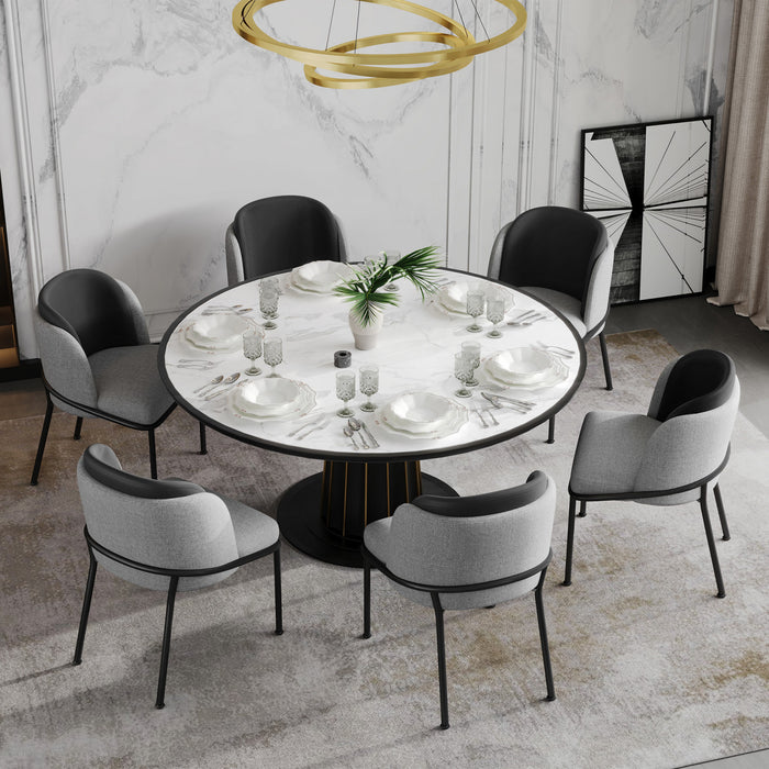 Olivia Set of 6 Modern Dining Chair with Slanted Legs and Adjustable Feet,Black&Gray