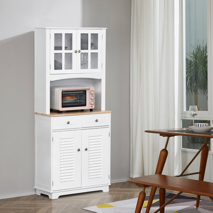 HOMCOM Coastal Kitchen Buffet and Hutch Wooden Cabinet Dining Room