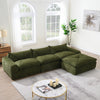 Cloud 116 Inch Modular Sectional Sofa with Ottoman and Legless Design, Green | Cloud Canape Sectionnel Modulaire 116 po avec Ottoman et Design Sans Pieds, Vert