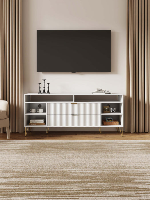 Dumbo Modern 63\" Fluted TV Stand in White