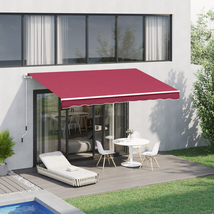 Outsunny 10' X 8' Manual Retractable Awning Shelter W/ Crank, Wine Red