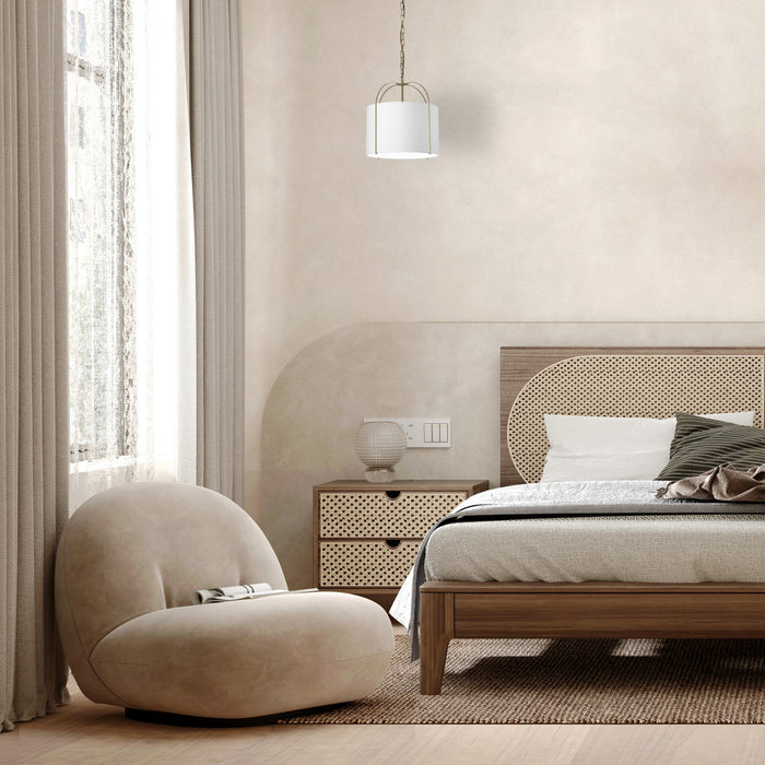 Dainolite Quincy 1 Light Pendant Matte Black White Shade Lamp