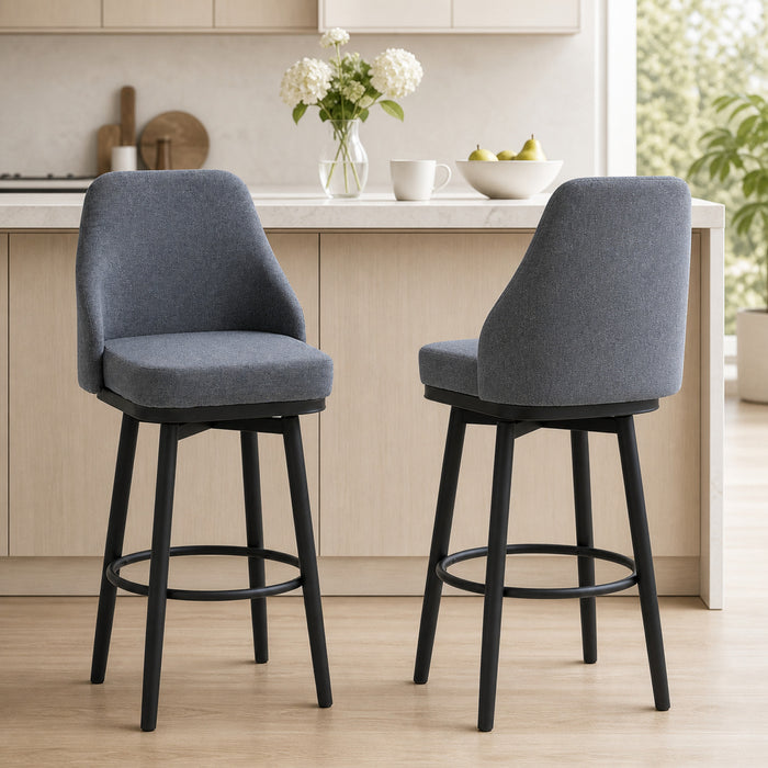 HOMCOM Bar Height Bar Stools Set of 2 360° Swivel Barstools with Steel Legs