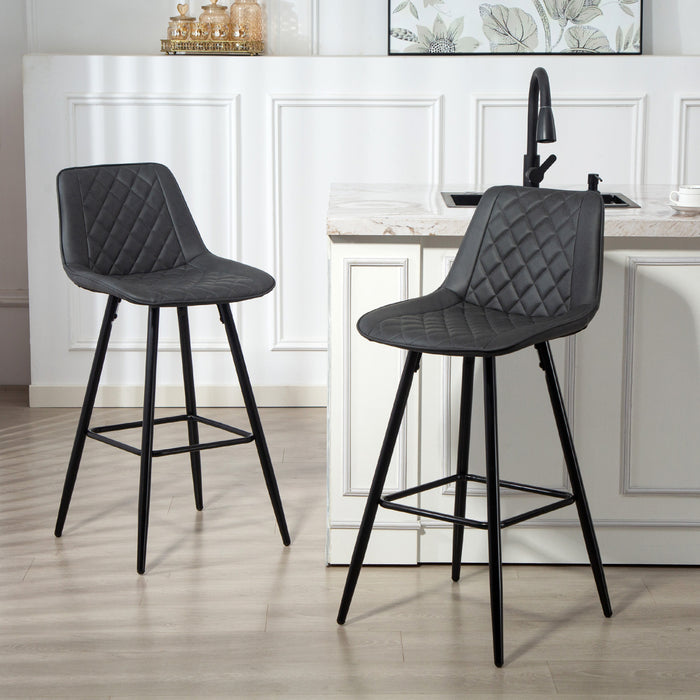 HOMCOM Bar Stools Set of 2, Counter Height, 27.25\" Kitchen Stools, Black