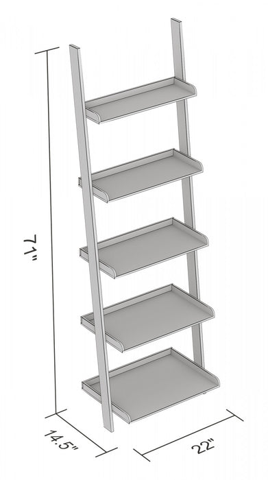 70” Wall Shelf 5-tier Storage Unit With Framed Borders – Light Grey