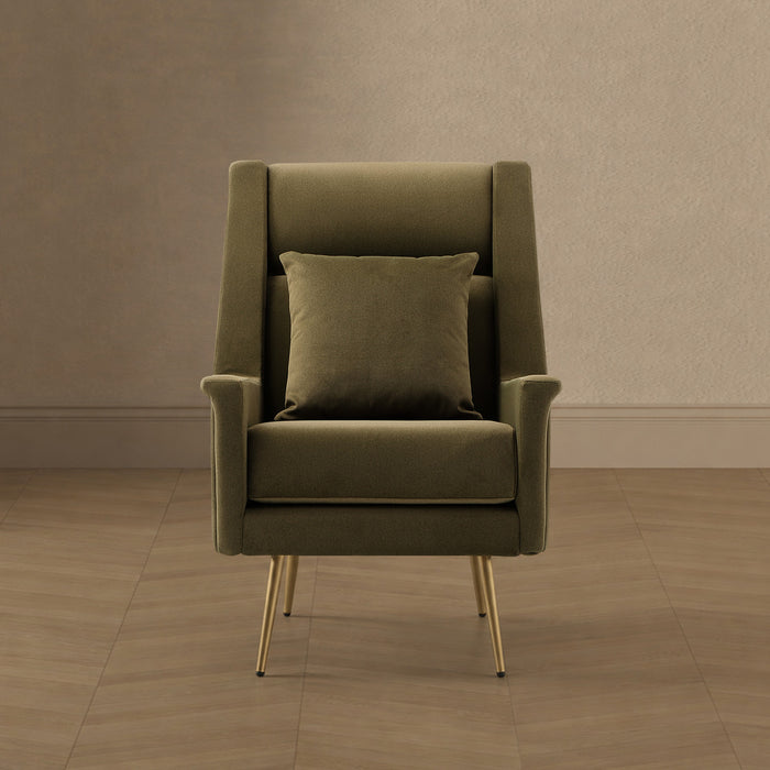 Vista Mid-Century Modern Metal Upholstered Lounge Chair in Forest Green