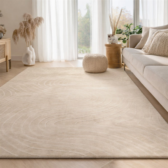 Somos Contemporary Cream Washable Rug 9'0\" x 12'0\" Indoor Area Rug