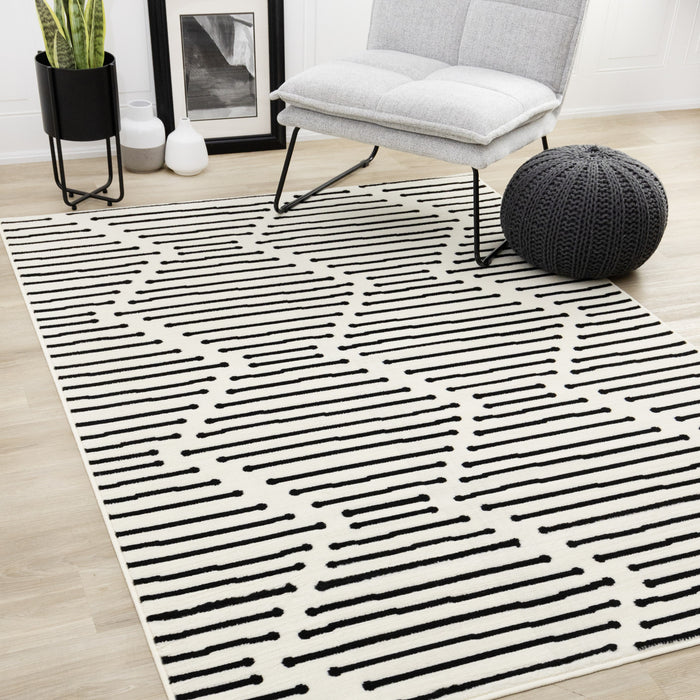 Forte Black White Stripes Area Rug - 7'9\" x 10'6\"