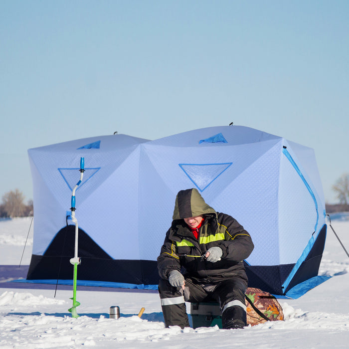 Outsunny 8-person Pop-up Ice Fishing Tent, Insulated Ice Fishing Shelter With Ventilation Windows, Double Doors And Carry Bag, For Low-temp -22℉