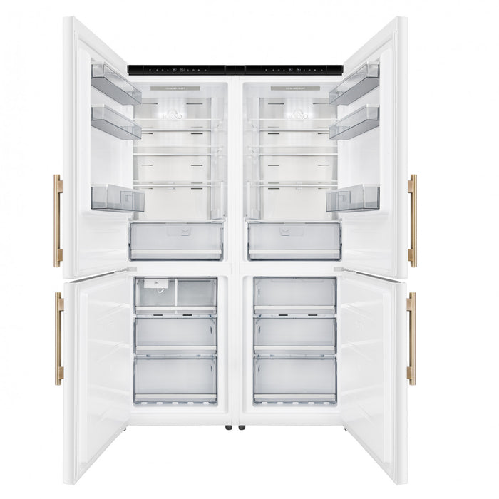 Forno Custodia 48\" Bottom Freezer combo, 20.6 cu.ft., Ice Maker, Total No frost, White - FFFFD1766-48WHT Refrigerator