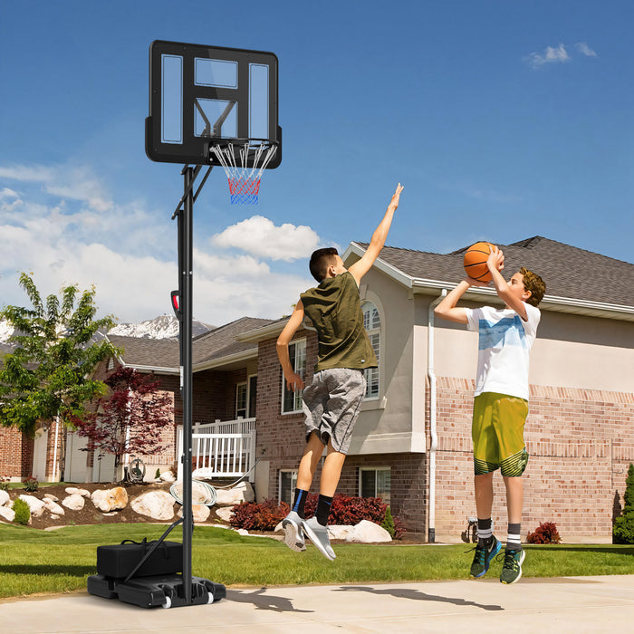 Soozier 7.7-10ft Portable Basketball Hoop With Free Weight, 43\" Backboard
