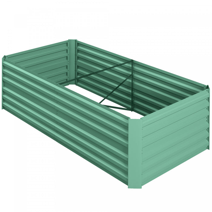 Outsunny Raised Garden Bed Metal Planter Box with Reinforced Rods, Light Green