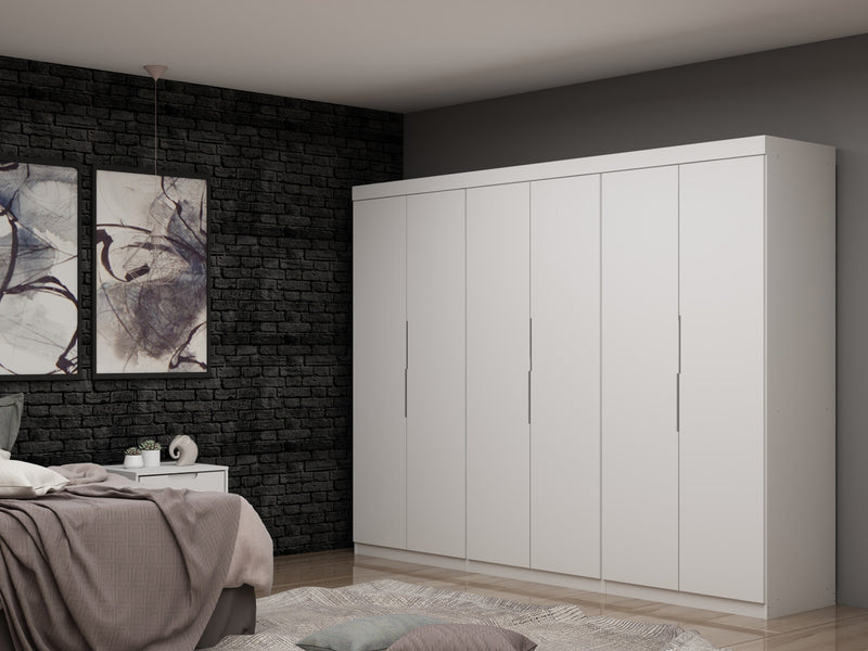 Mulberry Contemporary Modern 13-Piece Wardrobe Closet in White