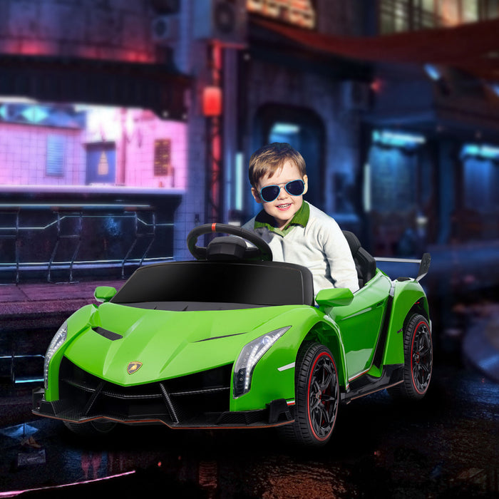 Aosom 12v Electric Powered Ride-On Car With Butterfly Doors, 4.3mph Kids Ride-on Toy For Boys And Girls With Remote Control, Bluetooth, Horn Honking, Music, Lights, Green
