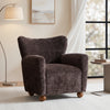 Wingate Cozy Wingback Armchair with Premium Fabric and Solid Wood Legs, Dark Brown, Teak | Wingate Fauteuil Aile Confortable en Tissu Premium et Pieds en Bois Massif, Brun Fonce, Teck
