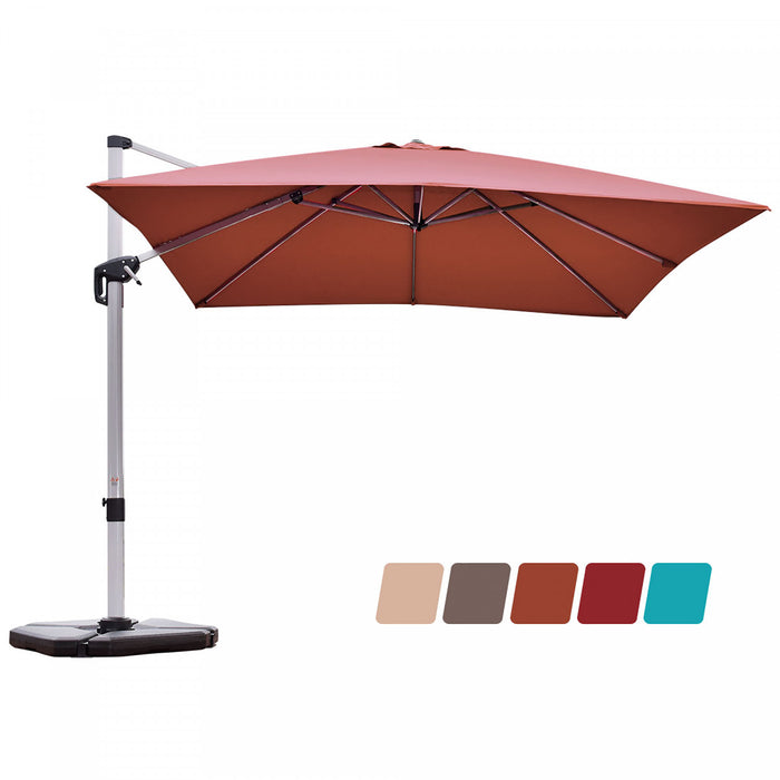 Costway 10Ft Square Patio Offset Cantilever Umbrella 360 Degree Tilt Aluminum Brick Red