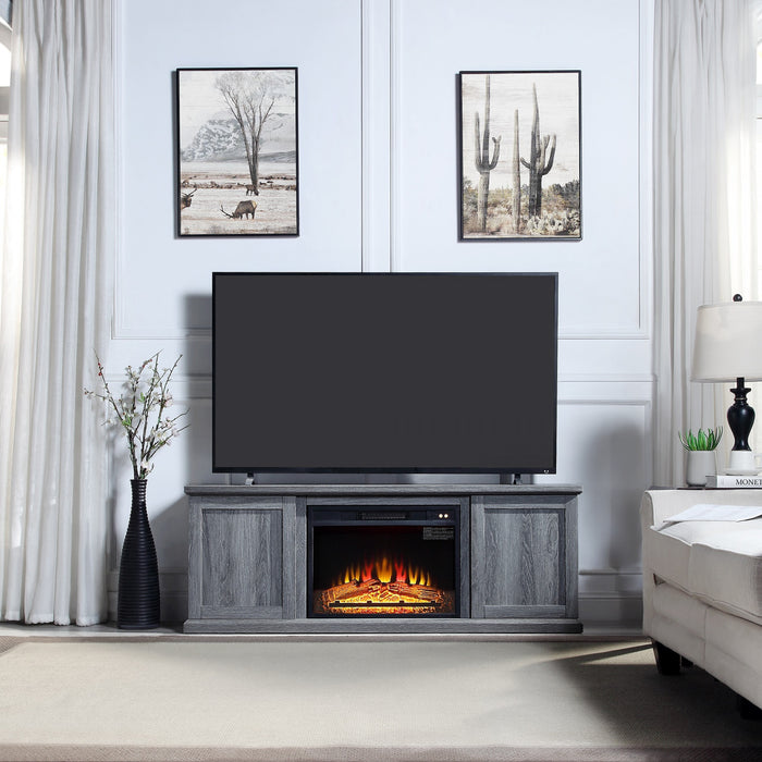 Franklin Modern Farmhouse 2-Piece Electric Fireplace in Black and Gray