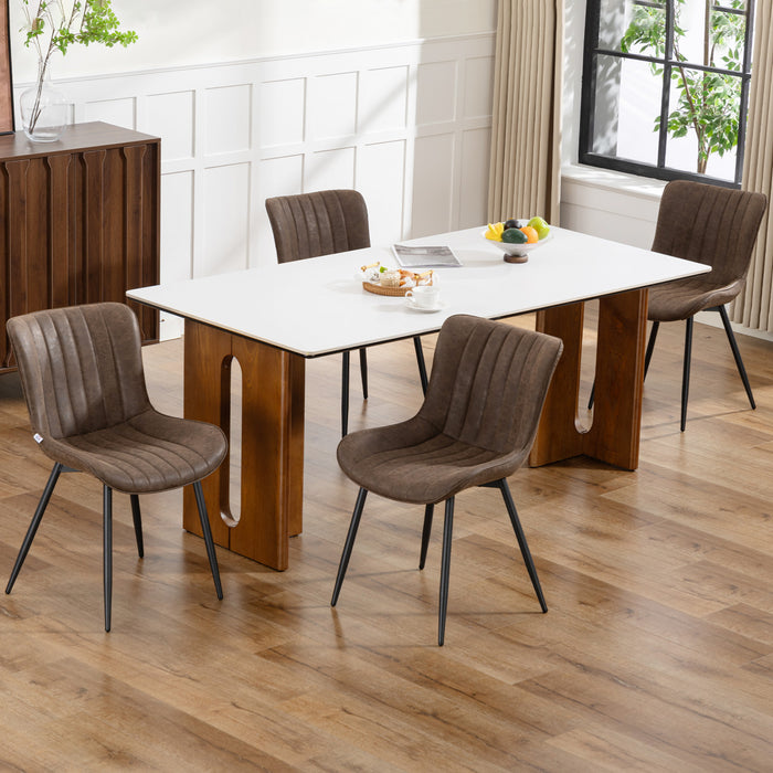 HOMCOM Dining Chairs Set of 4 with Backrest and Steel Legs, Brown