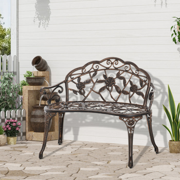 Outsunny 40\" Outdoor Garden Bench For Backyard, Porch, Balcony, Bronze