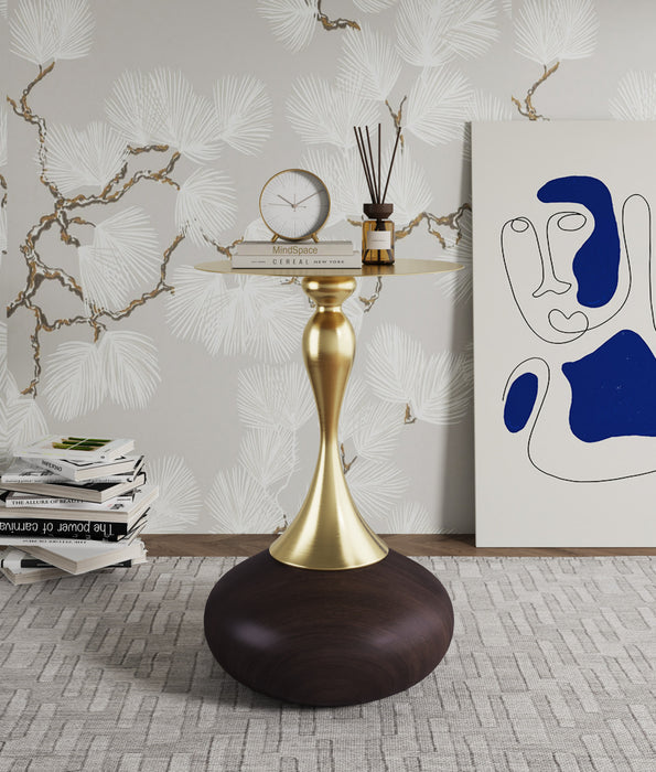 Patchin Modern End Table in Brown and Gold