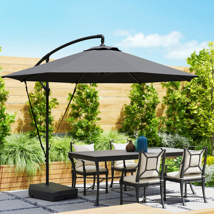 Outsunny 10ft Patio Umbrella W/fillable Base Wind Strap Cover Upf50+grey