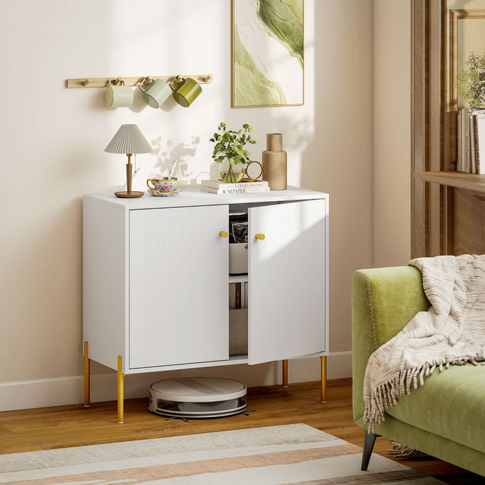 HOMCOM Sideboard with Fluted Doors, 32\" Modern Buffet Cabinet, White