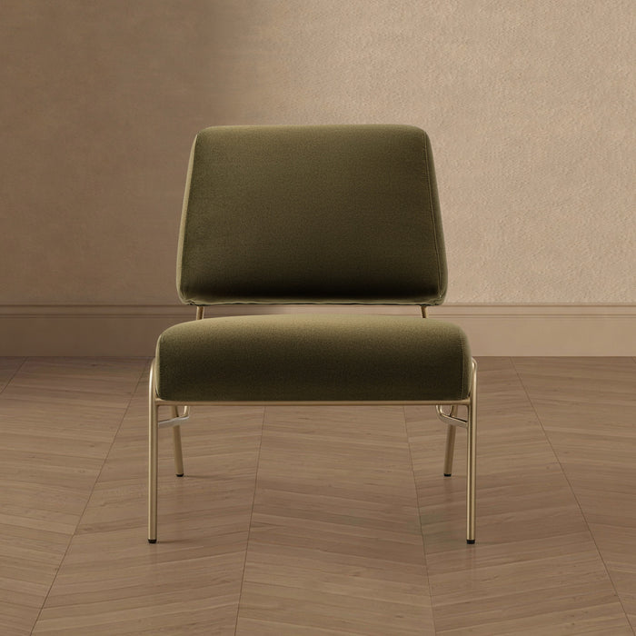 Serenity Contemporary Modern Metal Upholstered Lounge Chair in Forest Green