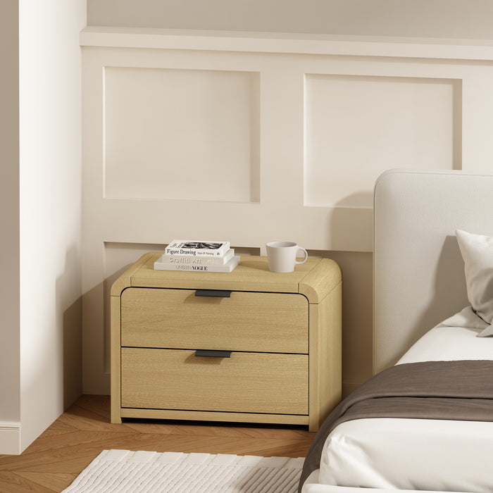 Grace Modern 28\" Nightstand in Natural Oak and Black