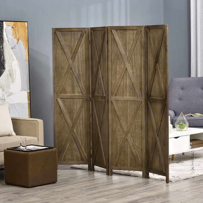 Homcom 5.6ft 4-panel Wooden Room Divider With Foldable Design